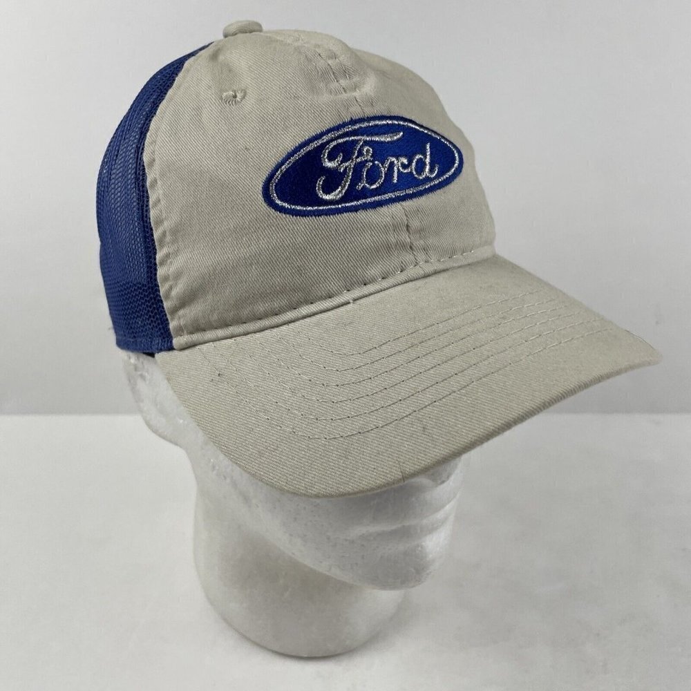 Ford Trucker Hat Women’s Snapback Blue White Silver Embroidery Canvas Mesh